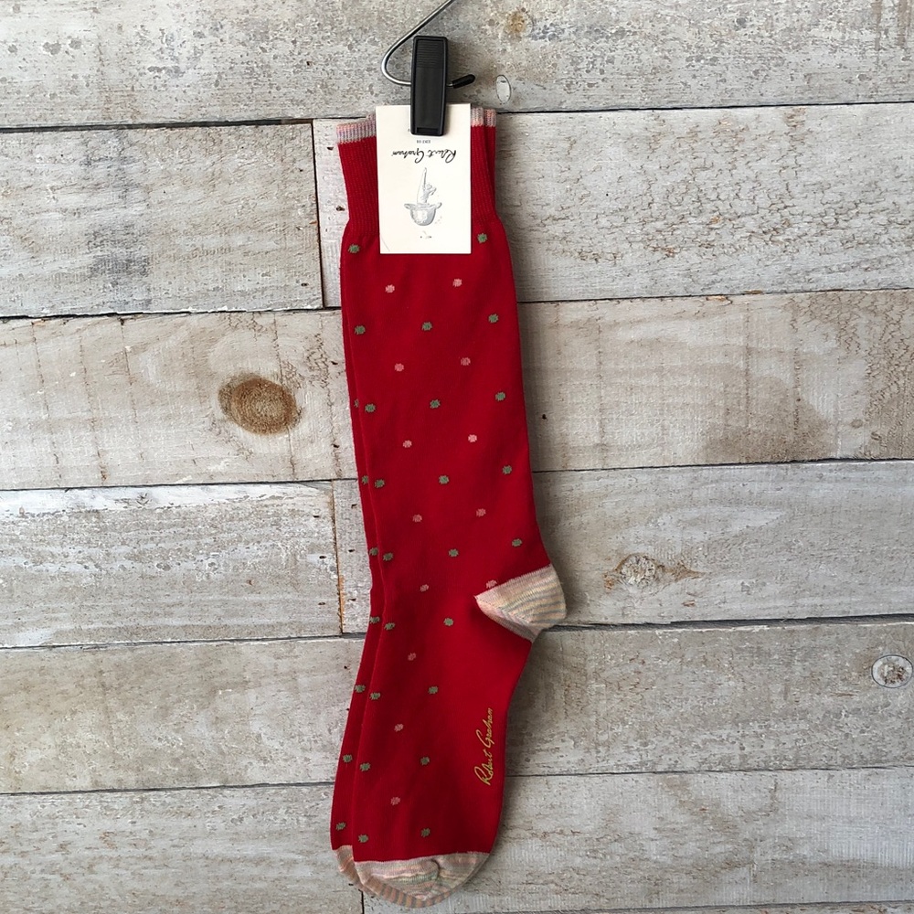 Robert Graham Peruvian Pima Cotton Red Polka Dot Socks